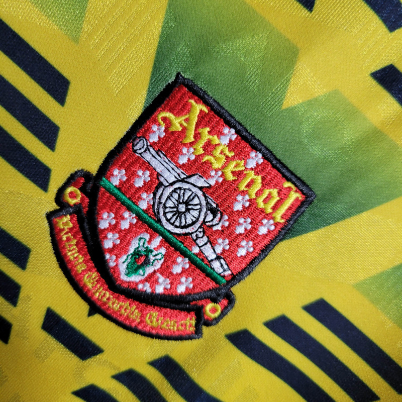 Camisa Arsenal II 1991/1993 Manga Longa - Retrô Adidas - Amarela com detalhes em verde e vermelho