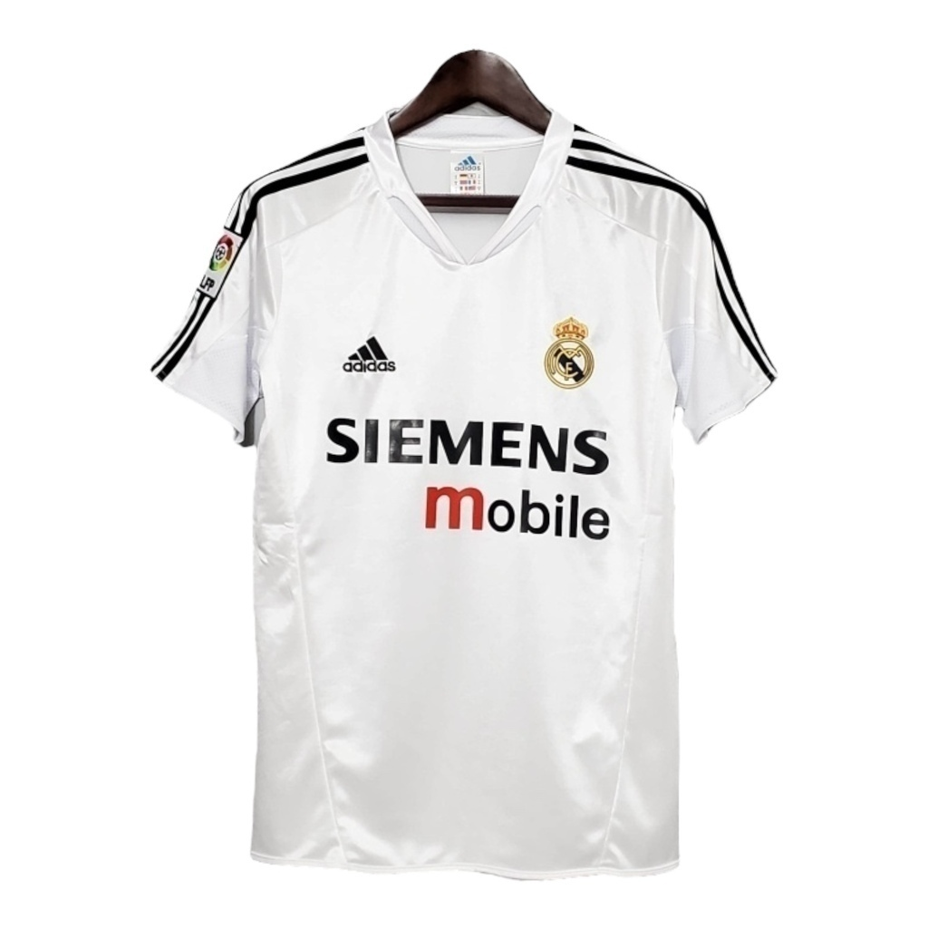 Camisa Real Madrid I 2004/2005 - Retrô Adidas - Branca com listras pretas
