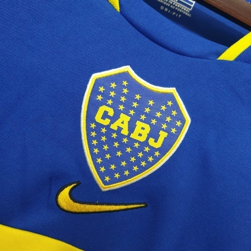 Camisa Boca Juniors 2001 - Retrô Nike - Azul com detalhes em amarelo