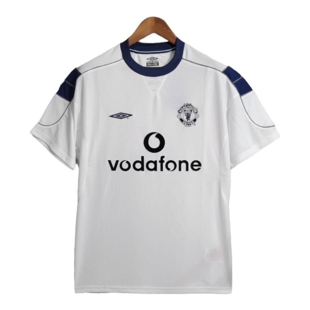 Camisa Manchester United II 1990/2000 - Retrô Umbro - Branca com detalhes em azul