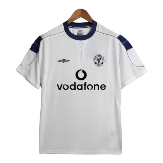 Camisa Manchester United II 1990/2000 - Retrô Umbro - Branca com detalhes em azul