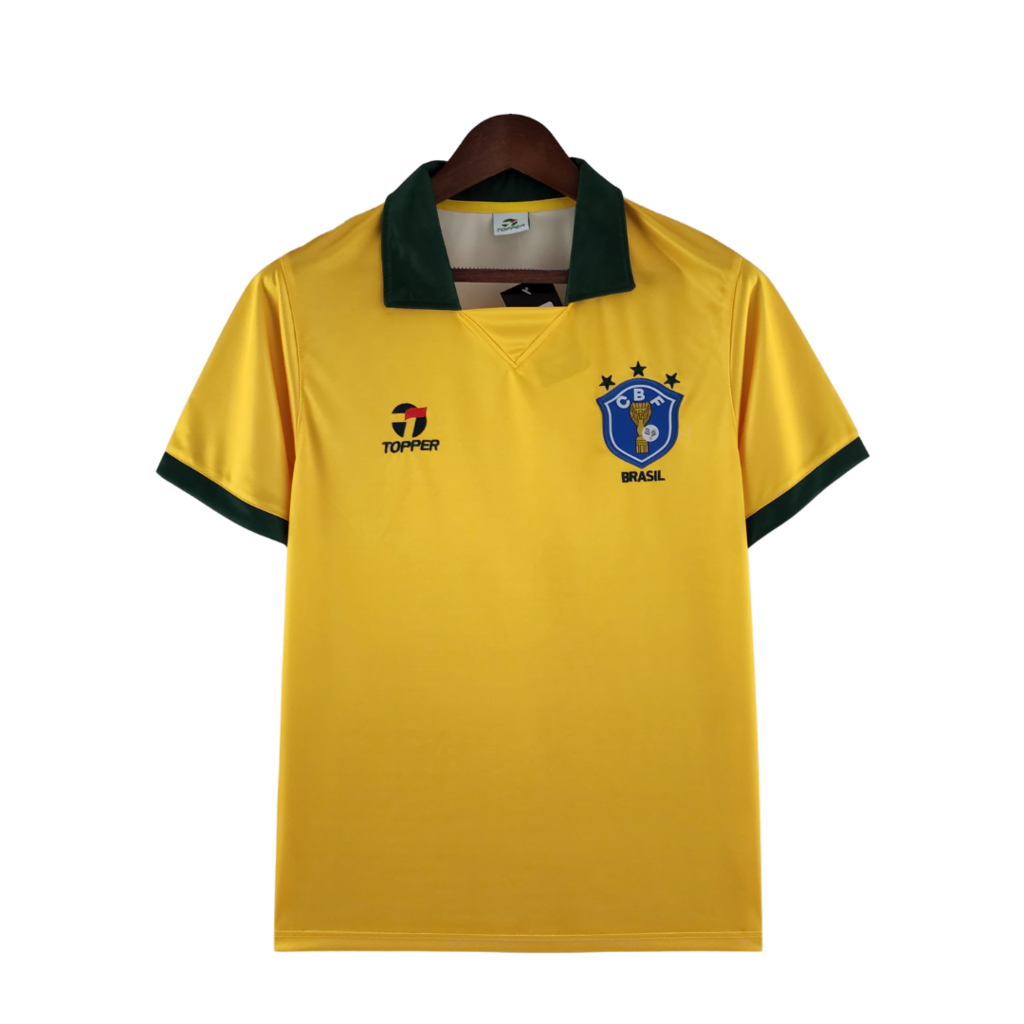 Camisa Seleção Brasileira I 1988 - Retrô - Amarelo e Verde