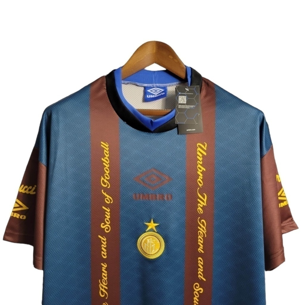 Camisa Inter de Milão Treino 1994/1995 - Retrô Umbro - Marrom e cinza