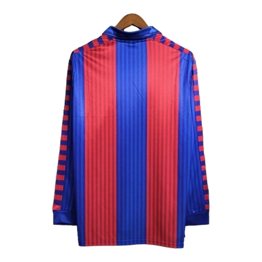 Camisa Barcelona I 1992 Manga Longa - Retrô Meyba - Azul e vermelha