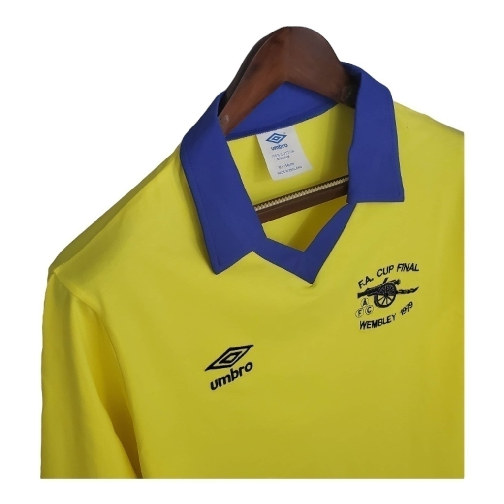 Camisa Arsenal II 1971/1979 Manga Longa - Retrô Adidas - Amarela com detalhes em azul