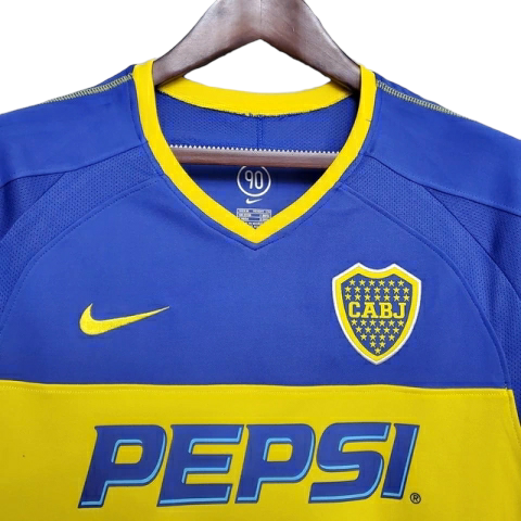 Camisa Boca Juniors 2003/2004 - Retrô Nike - Azul com detalhes em amarelo