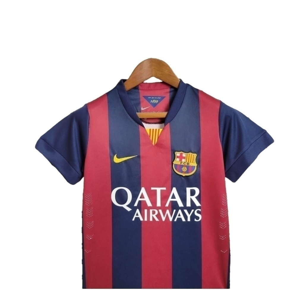 Conjunto Infantil Barcelona 2014/2015 - Retrô Nike - Azul e Grená