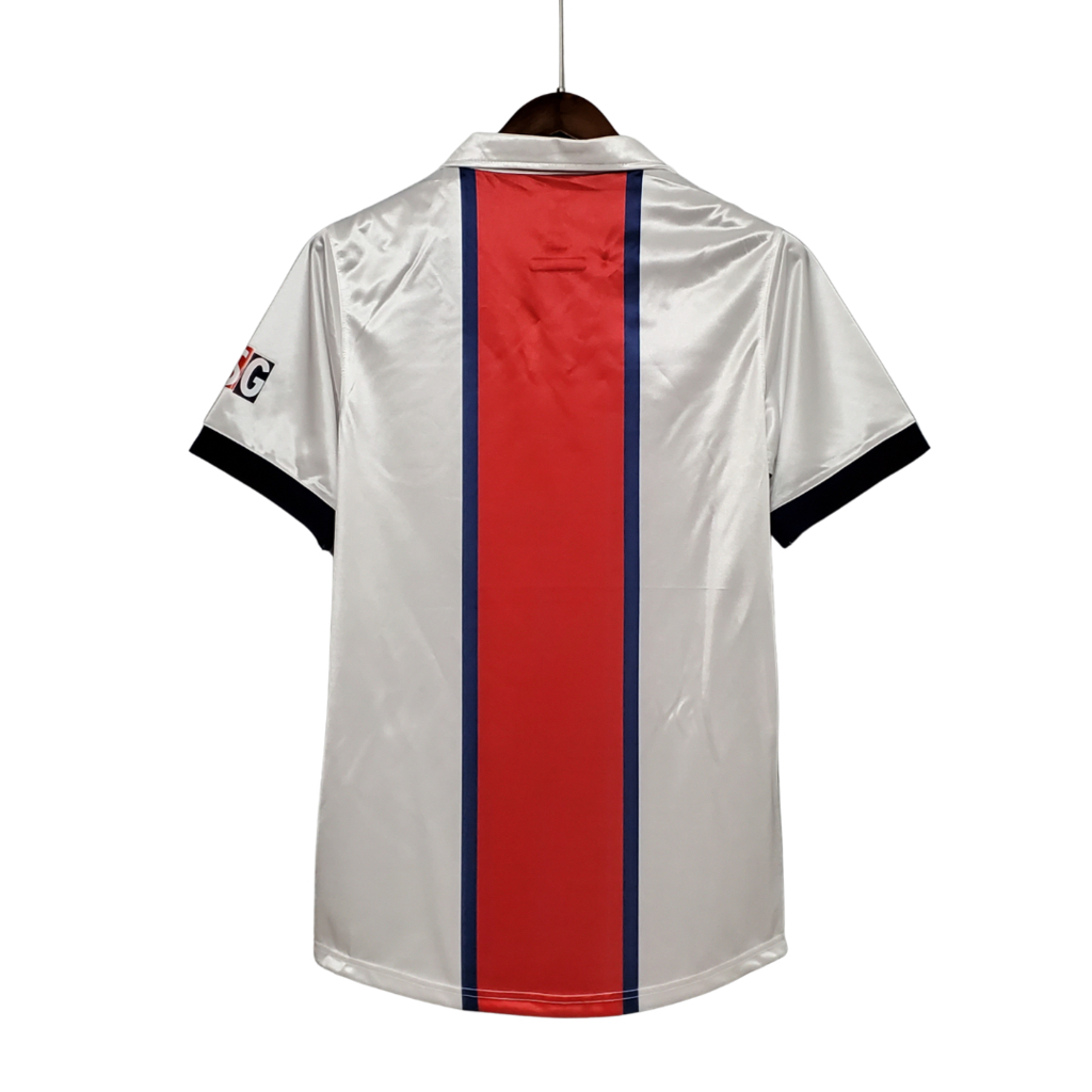 Camisa Paris Saint-Germain II 1998/1999 - Retrô Nike - Branca. azul e vermelha