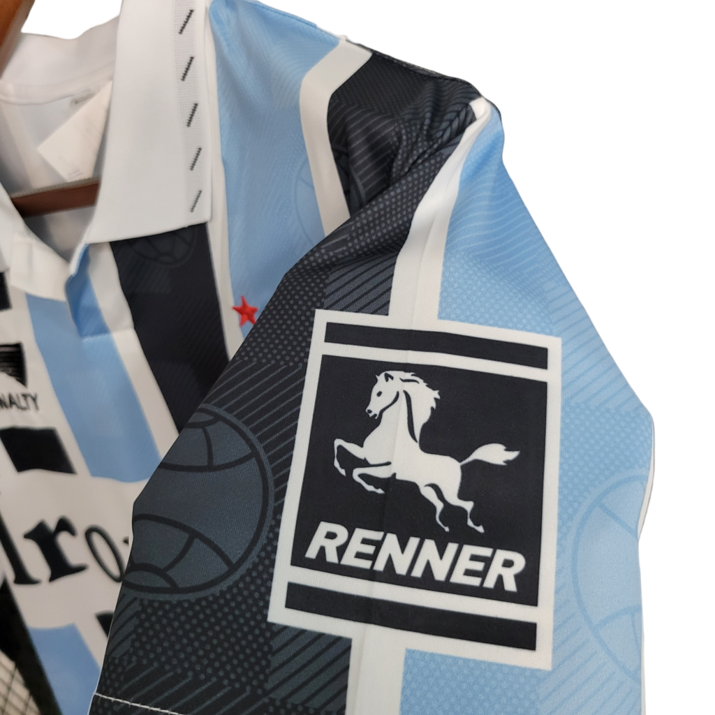 Camisa Grêmio I 1997/1998 - Retrô Penalty - Azul e preta com patrocínio Ironcryl