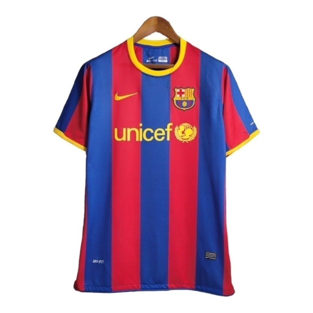 Camisa Barcelona I 2010/2011 - Retrô Nike - Azul e vermelha com detalhes em amarelo