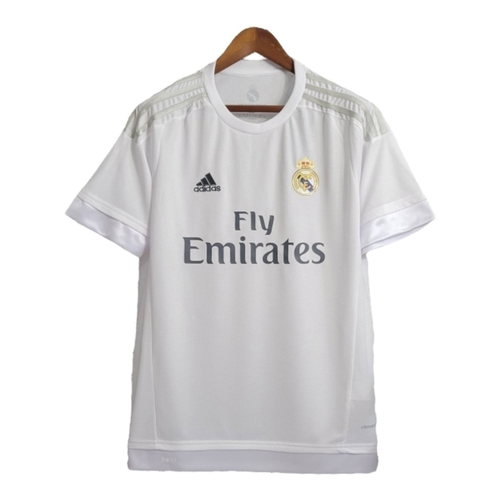 Camisa Real Madrid I 2015/2016 - Retrô Adidas - Branca com detalhes em cinza