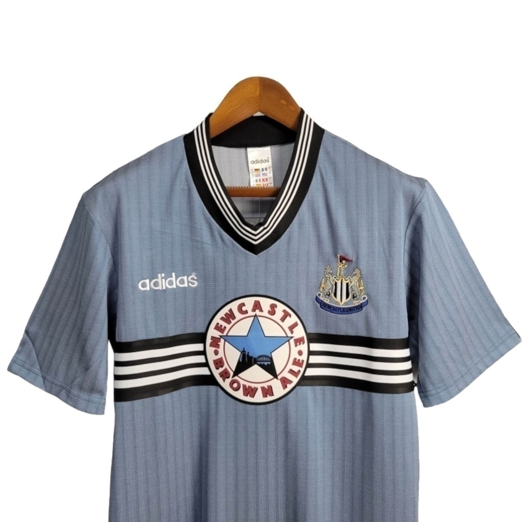 Camisa Newcastle II 1995/1996 - Retrô Adidas - Azul com detalhes em branco