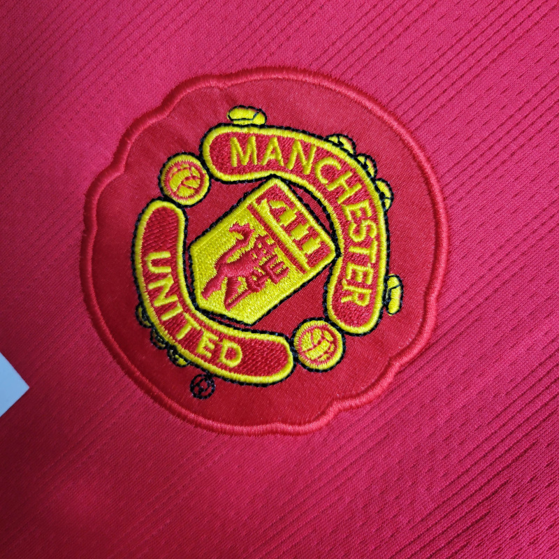 Camisa Manchester United 2007/2008 Manga Longa - Retrô Nike - Vermelha com detalhes em branco