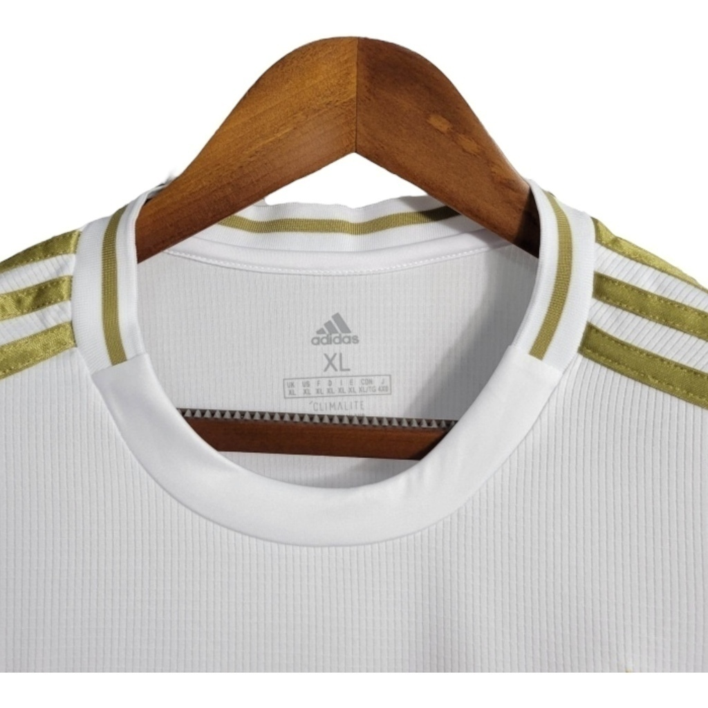 Camisa Real Madrid I 2019/2020 Manga Longa - Retrô Adidas - Branca com detalhes em dourado