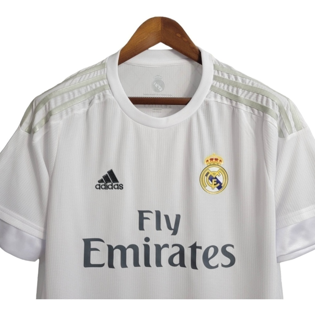 Camisa Real Madrid I 2015/2016 - Retrô Adidas - Branca com detalhes em cinza