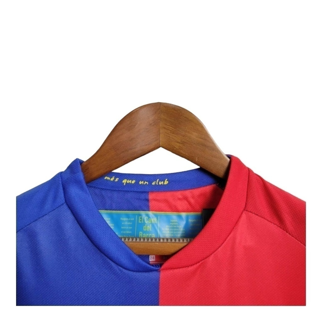 Conjunto Infantil Barcelona I 2008/2009 - Retrô Nike - Azul e vermelho com detalhes em amarelo