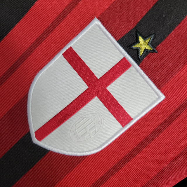Camisa AC Milan I 2014/2015 - Retrô Adidas - Vermelha e preta com detalhes em branco