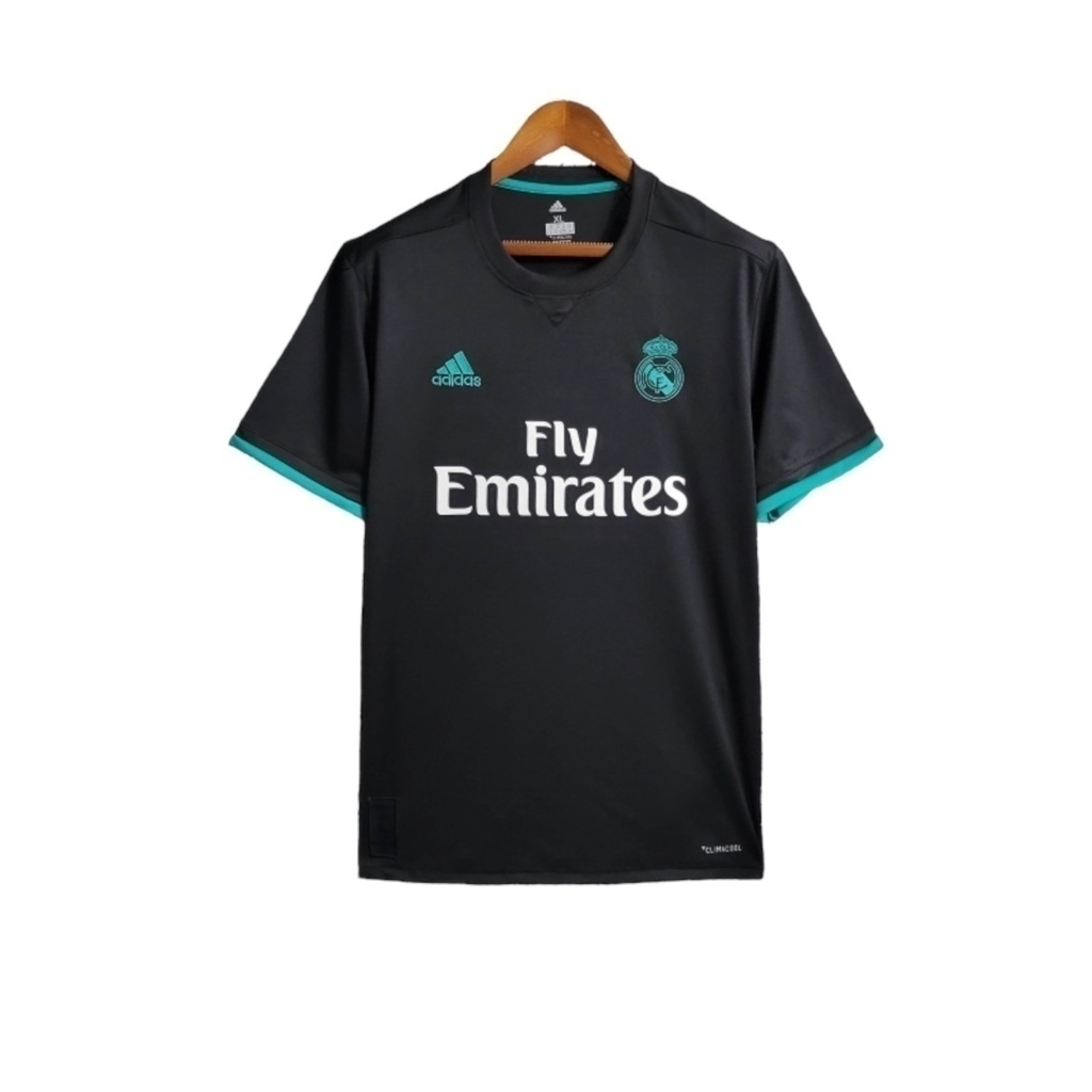 Camisa Real Madrid II 2017/2018 - Retrô Adidas - Preta com detalhes em verde