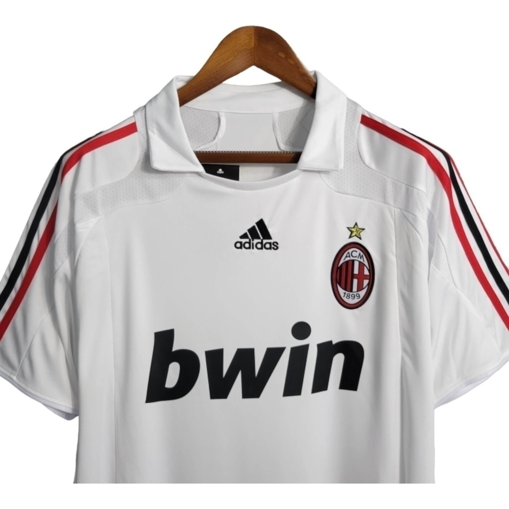 Camisa AC Milan II 2007/2008 - Retrô Adidas - Branca com detalhes em vermelho e preto