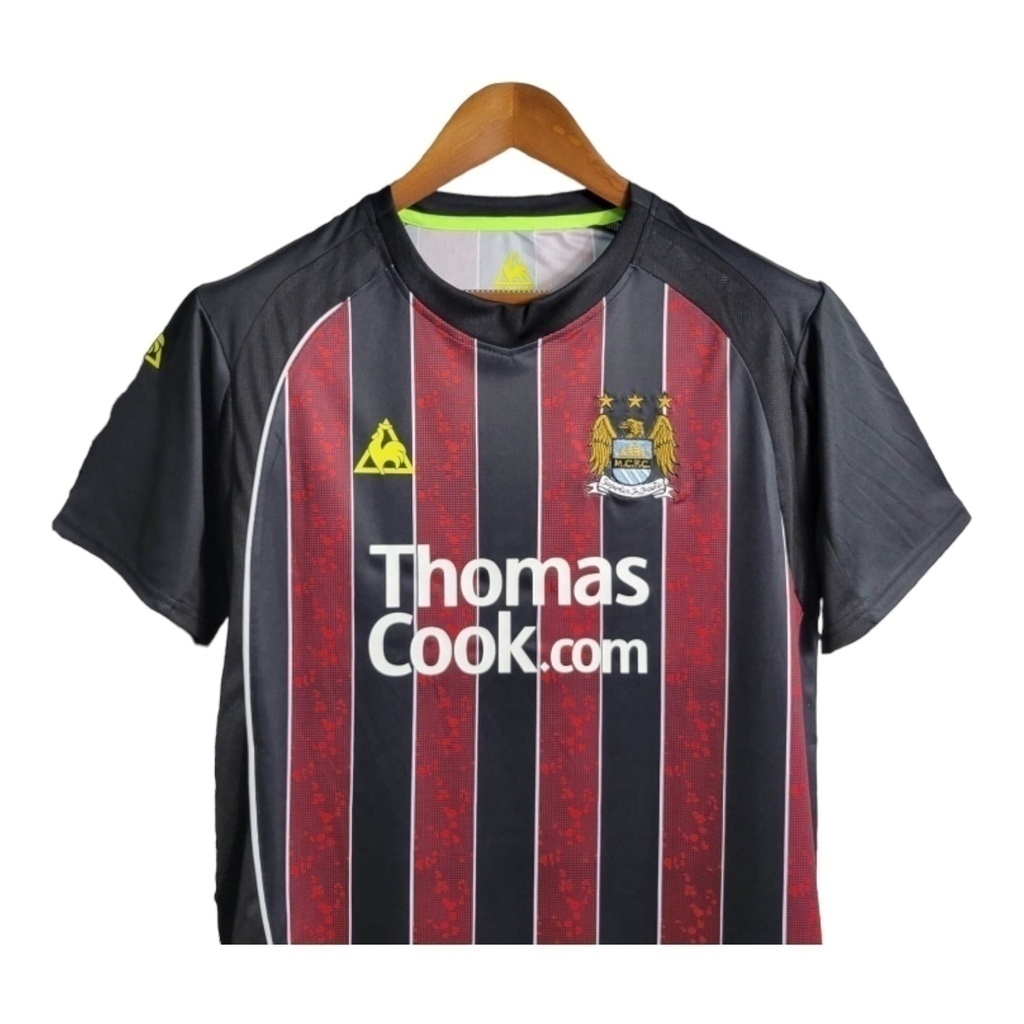 Camisa Manchester City II 2007/2008 - Retrô - Preta com detalhes em vermelho