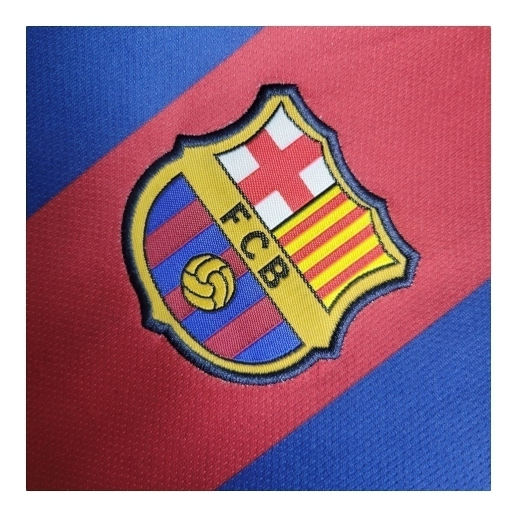 Conjunto Infantil Barcelona I 2010/2011 - Retrô Nike - Azul e vermelho com detalhes em amarelo