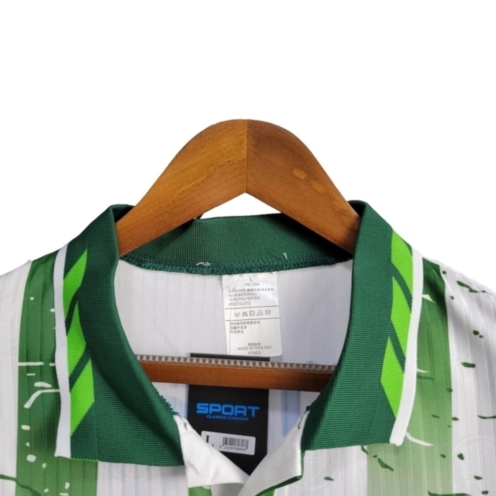 Camisa Palmeiras II 1996 - Retrô Rhumel - Branca com detalhes em verde com patrocínio Parmalat