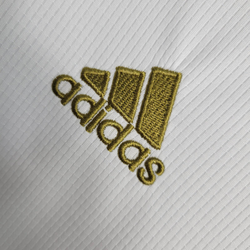 Camisa Real Madrid I 2019/2020 Manga Longa - Retrô Adidas - Branca com detalhes em dourado