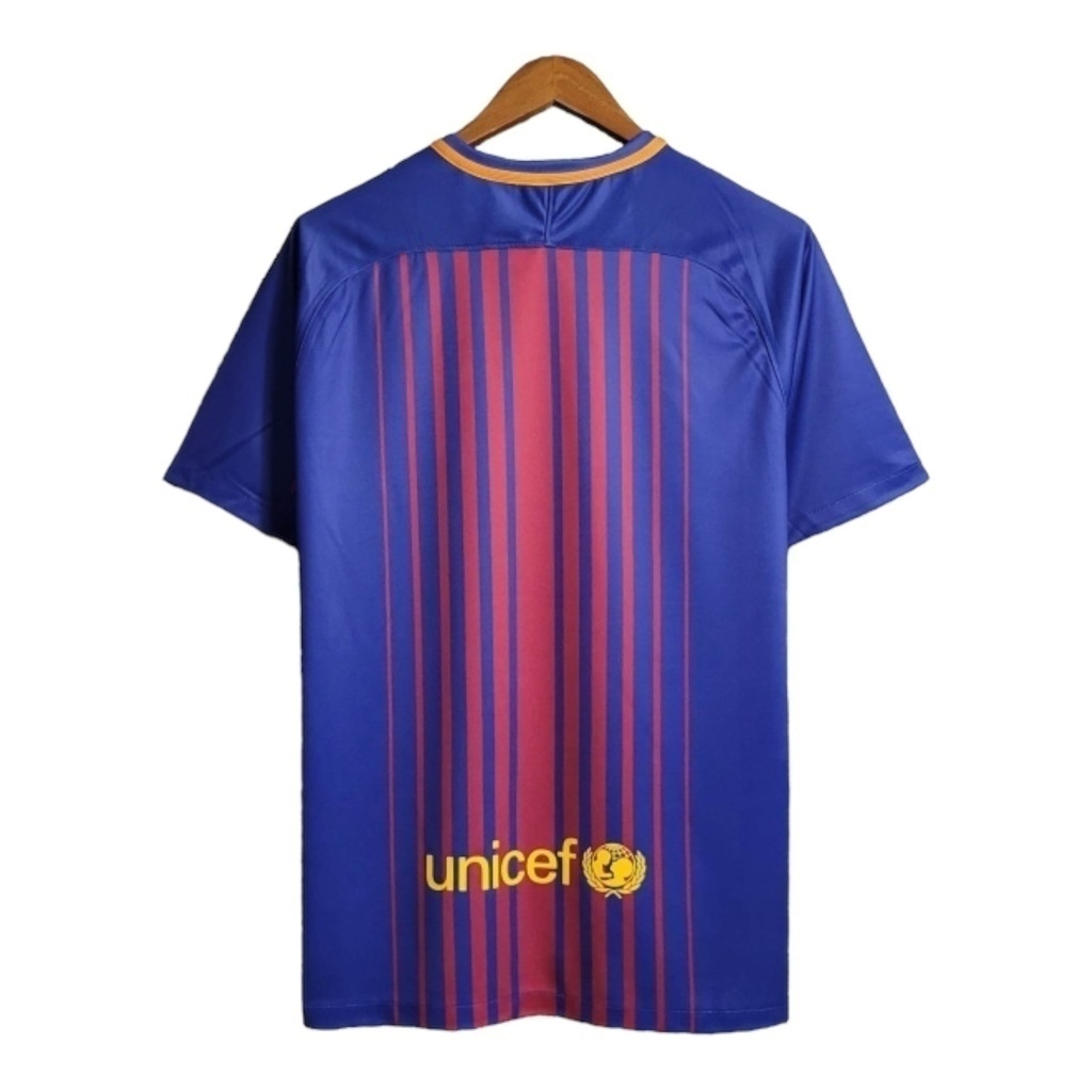 Camisa Barcelona I 2017/2018 - Retrô Nike - Azul com detalhes em vermelho e amarelo