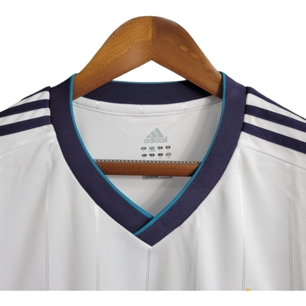 Camisa Real Madrid I 2012/2013 Manga Longa - Retrô Adidas - Branca com detalhes em azul