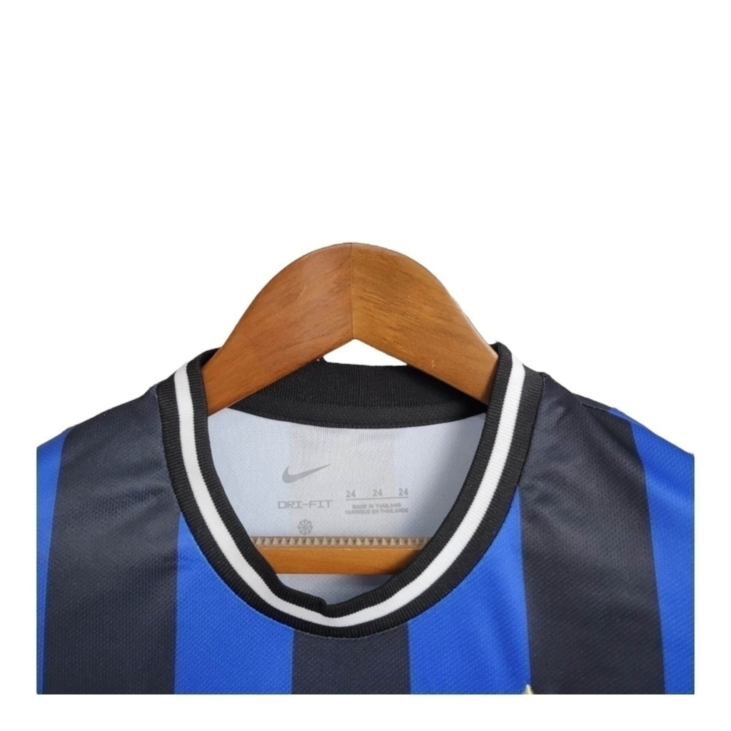 Conjunto Infantil Inter de Milão I 2009/2010 - Retrô Nike - Azul com detalhes em preto e branco