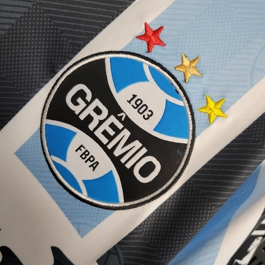 Camisa Grêmio I 1997/1998 - Retrô Penalty - Azul e preta com patrocínio Ironcryl