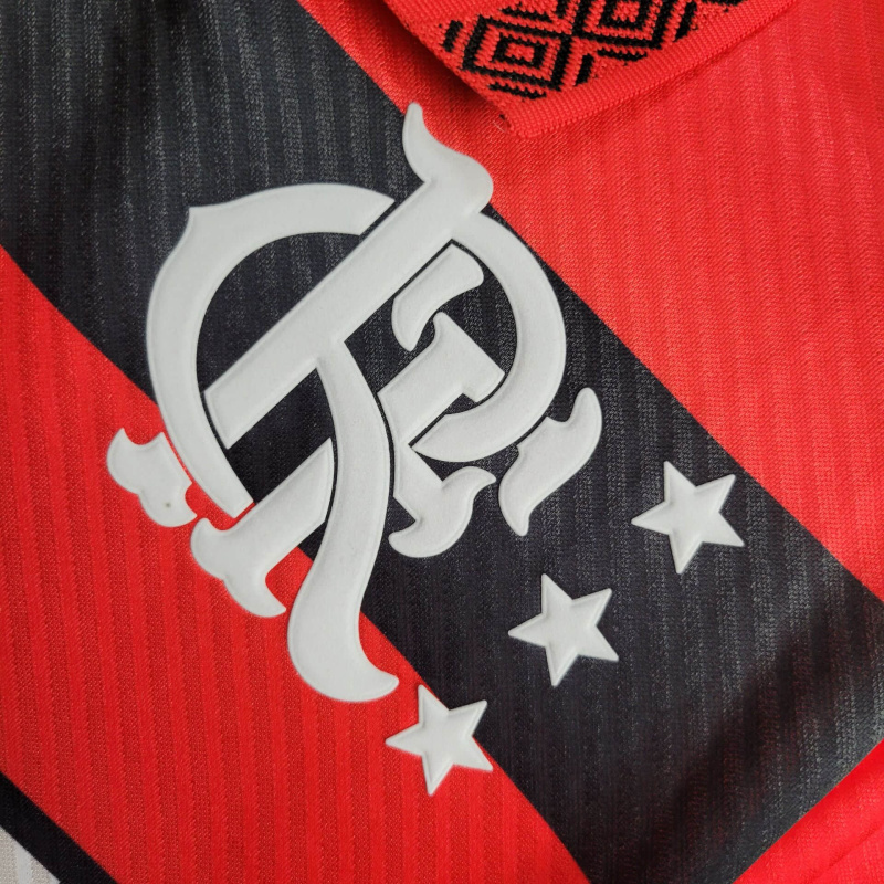 Camisa Flamengo I 1994/1995 Manga Longa - Retrô Umbro - Vermelha com listras pretas