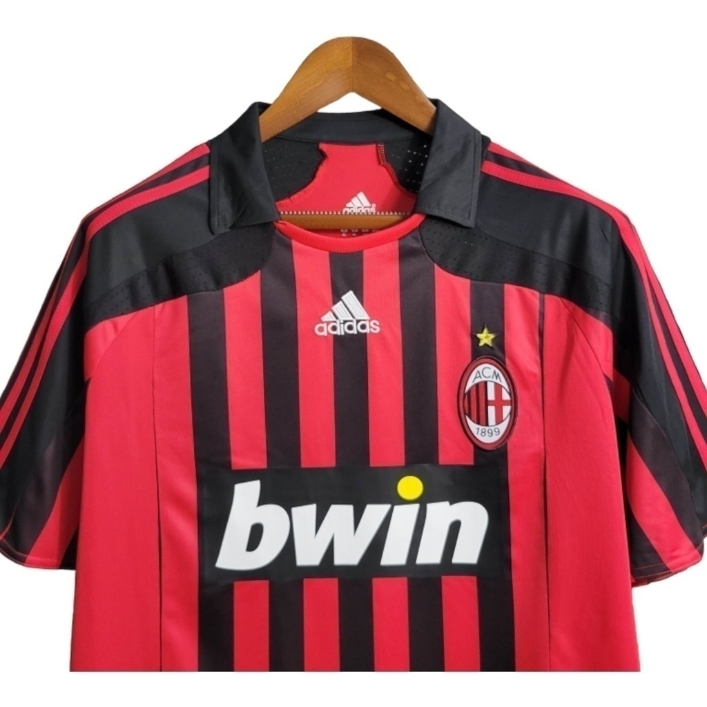 Camisa AC Milan I 2007/2008 - Retrô Adidas - Vermelha e preta
