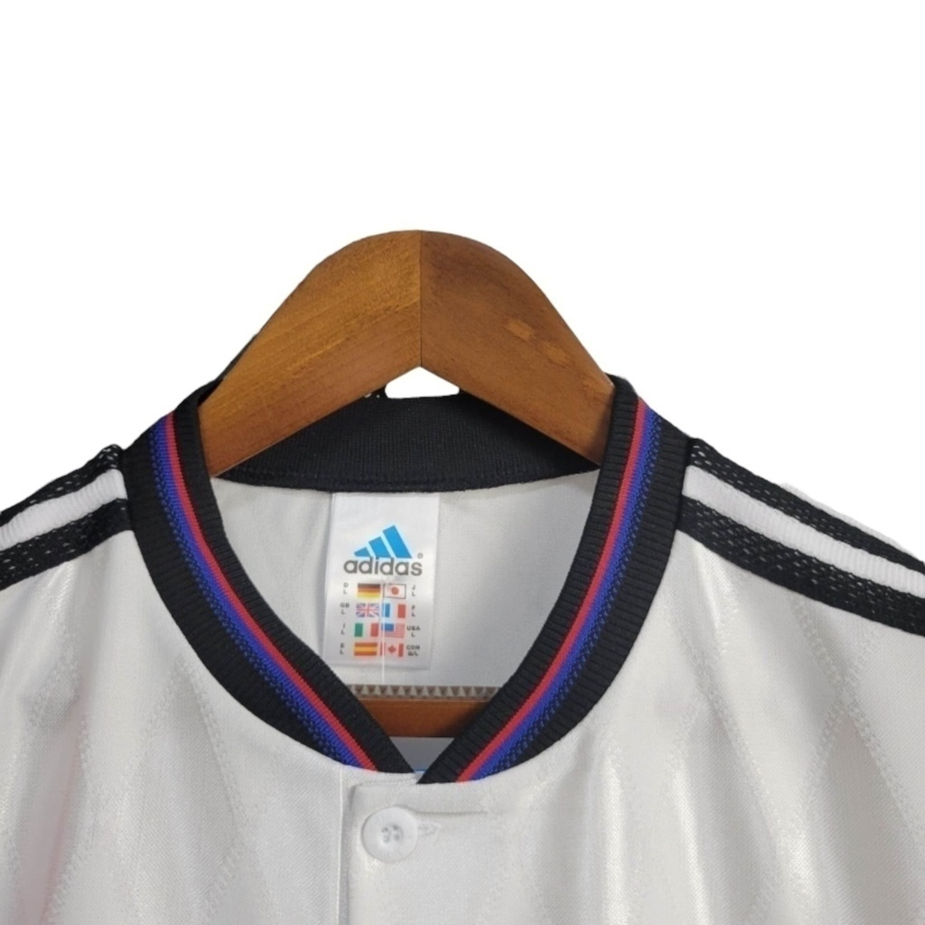 Camisa Bayern Munich 1996/1998 - Retrô Adidas - Branca com detalhes em azul e vermelho e preto