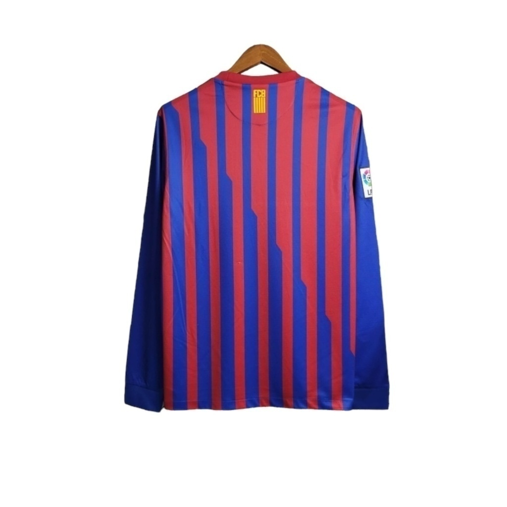 Camisa Barcelona I 2011/2012 Manga Longa - Retrô Nike - Vermelha com detalhes em azul