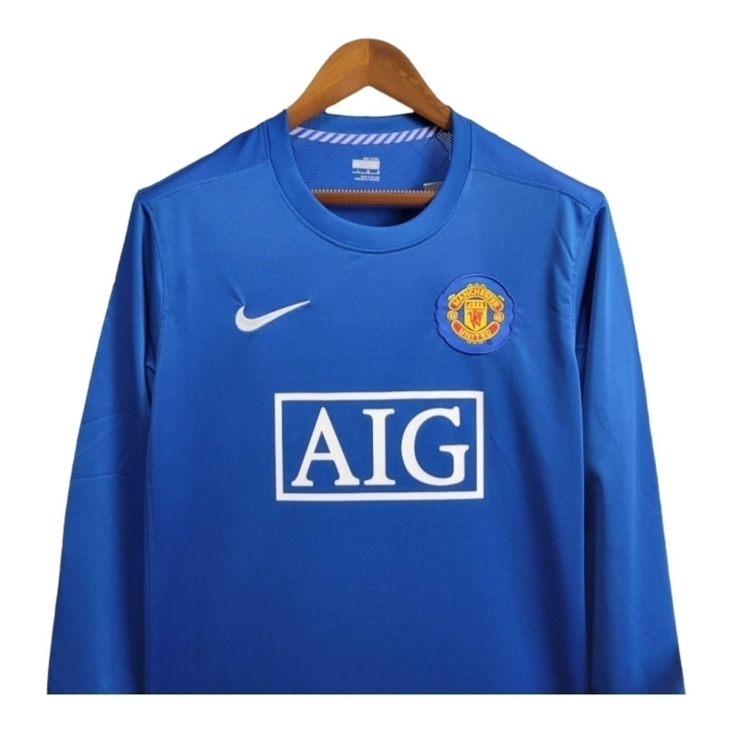 Camisa Manchester United II 2008/2009 Manga Longa - Retrô Adidas - Azul