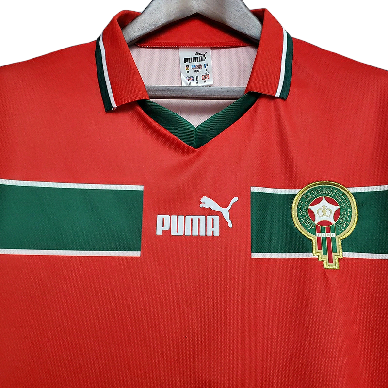 Camisa Seleção de Marrocos 1998 - Retrô Puma - Vermelha e Verde