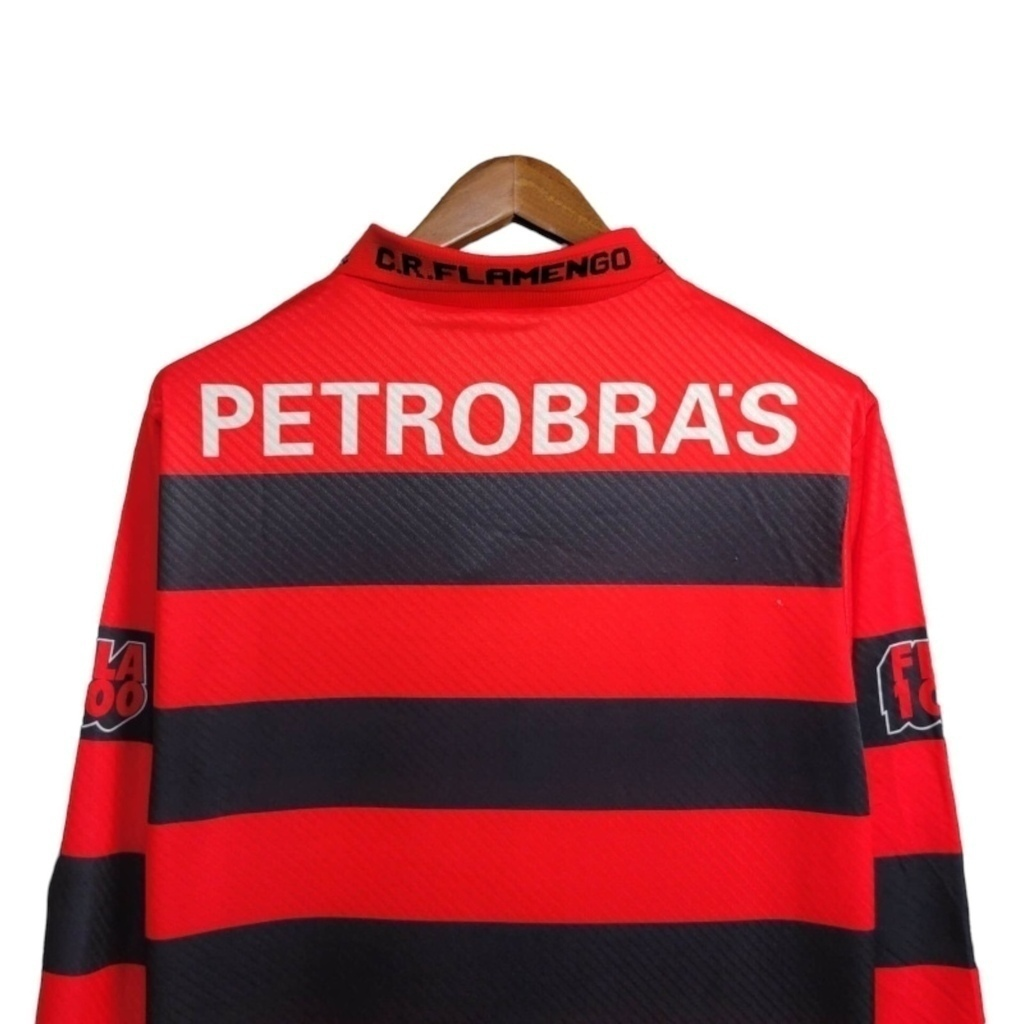 Camisa Flamengo I 1994/1995 Manga Longa - Retrô Umbro - Vermelha com listras pretas
