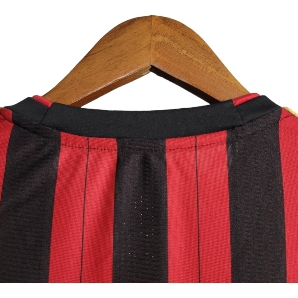 Camisa AC Milan 2013/2014 Manga Longa - Retrô Adidas - Preta e vermelha com detalhes em dourado