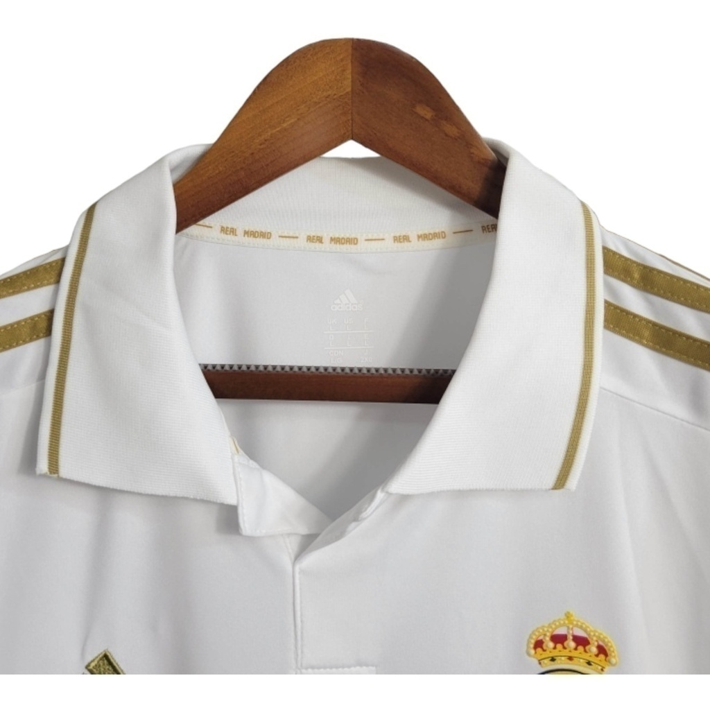 Camisa Real Madrid I 2011/2012 Manga Longa - Retrô Adidas - Branca com detalhes em dourado
