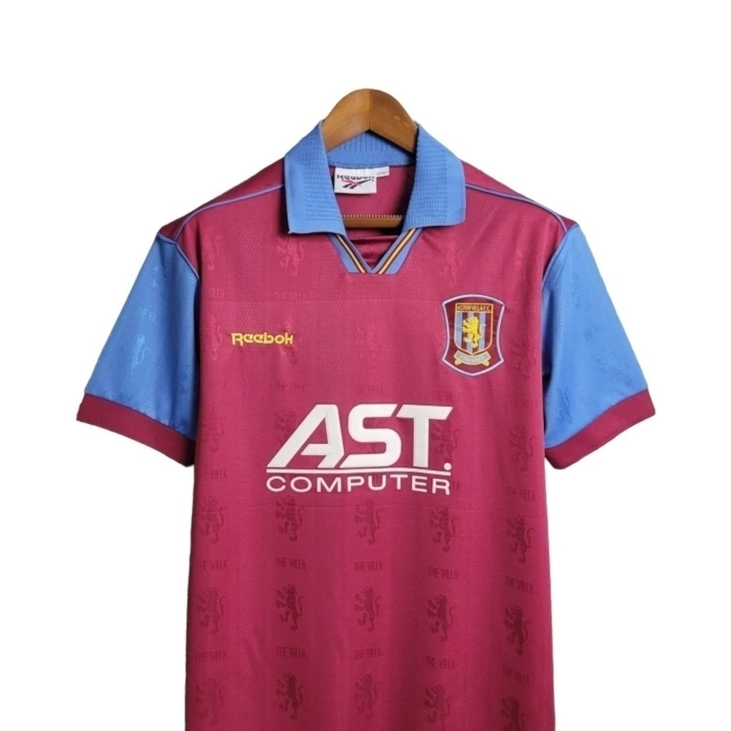 Camisa Aston Villa I 1995/1997 - Retrô Reebok - Vinho com detalhes em azul
