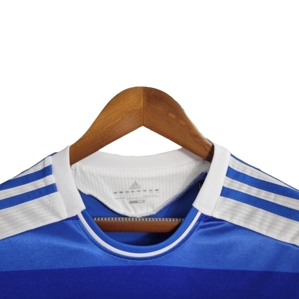 Camisa Chelsea I 2011/2012 Manga Longa - Retrô Adidas - Azul com detalhes em branco