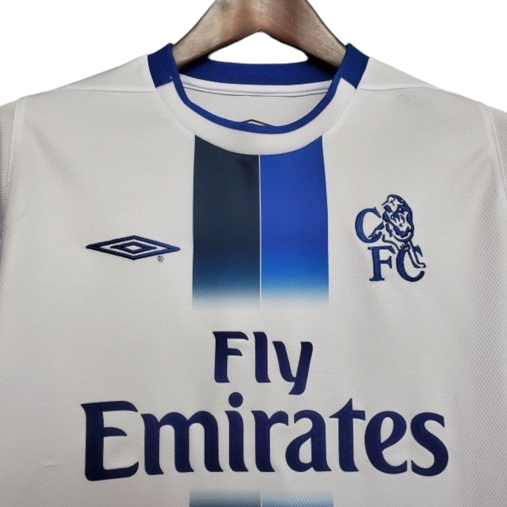 Camisa Chelsea II 2003/2005 Manga Longa - Retrô Umbro - Branca com detalhes em azul
