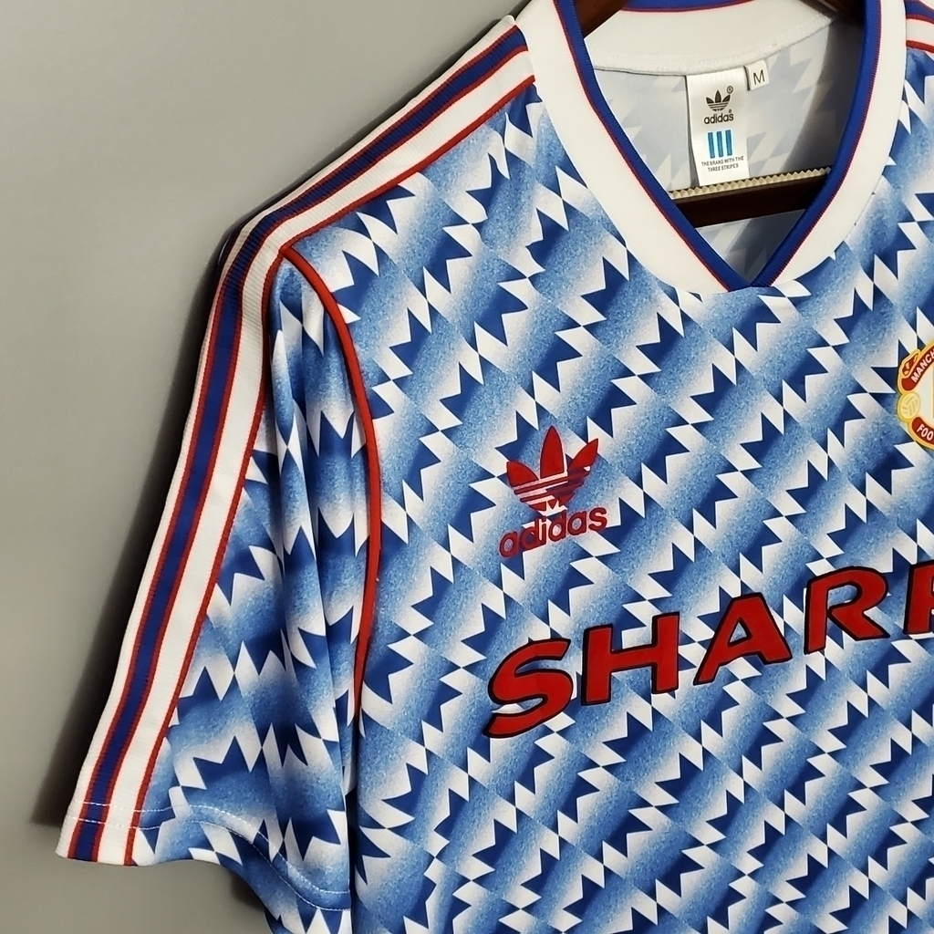 Camisa Manchester United II 1991/1993 - Retrô Adidas - Azul e Branco