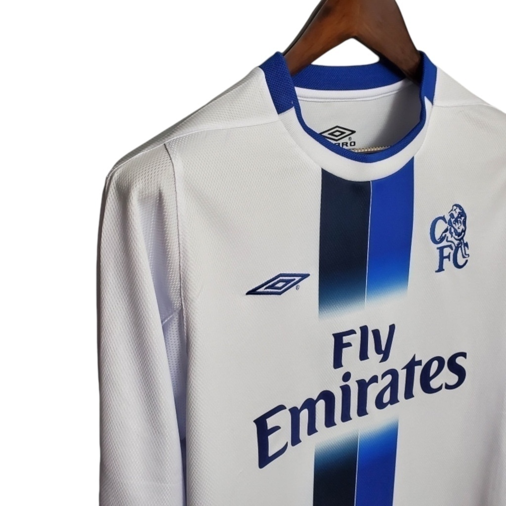 Camisa Chelsea II 2003/2005 Manga Longa - Retrô Umbro - Branca com detalhes em azul