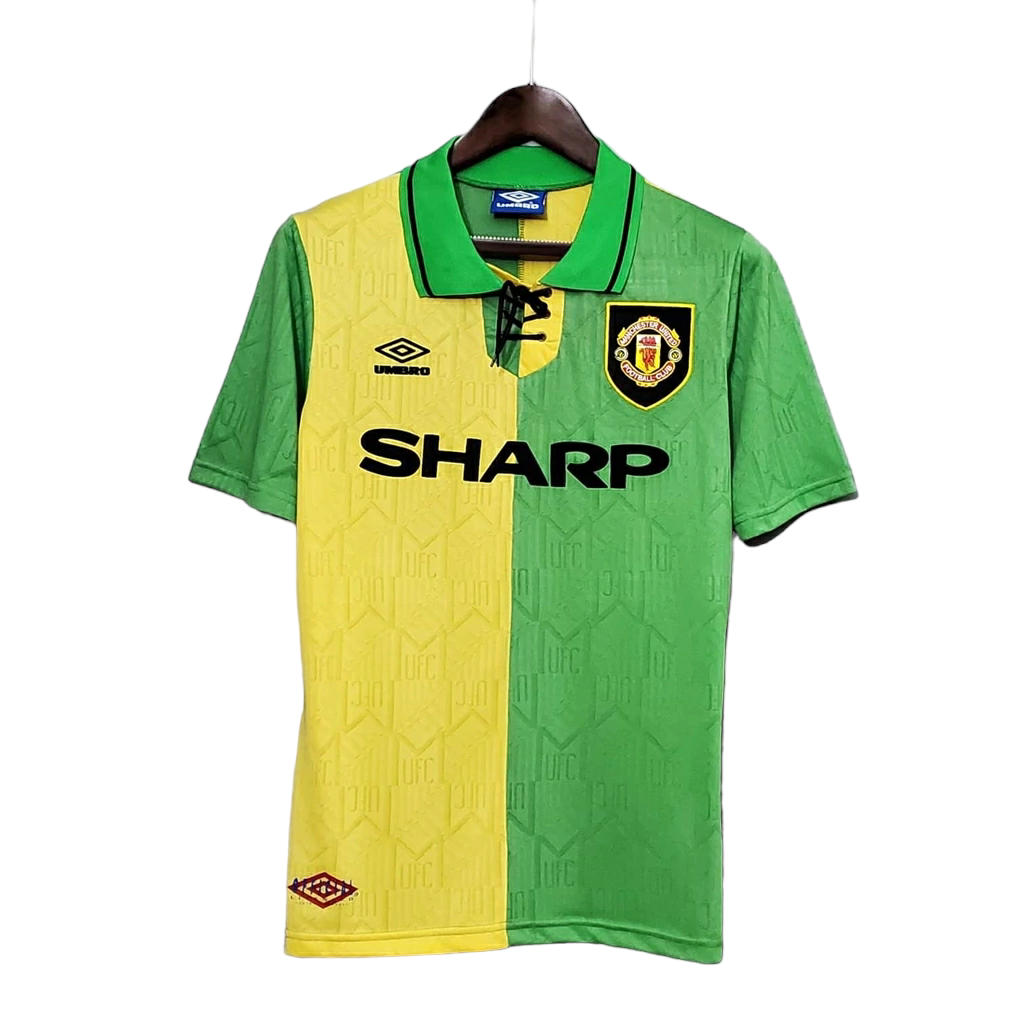 Camisa Manchester United 1992/1994 - Retrô Umbro - Verde e Amarela
