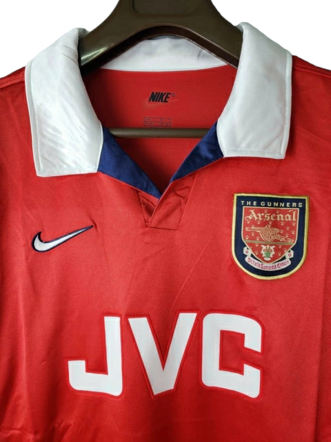 Camisa Arsenal 1998 - Retrô Nike - Vermelha e Branca