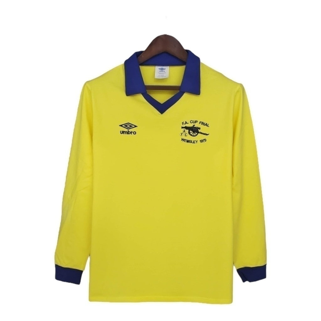 Camisa Arsenal II 1971/1979 Manga Longa - Retrô Adidas - Amarela com detalhes em azul