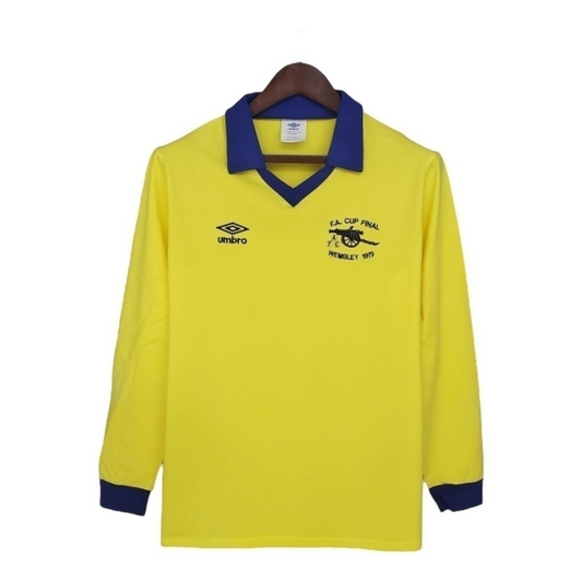 Camisa Arsenal II 1971/1979 Manga Longa - Retrô Adidas - Amarela com detalhes em azul