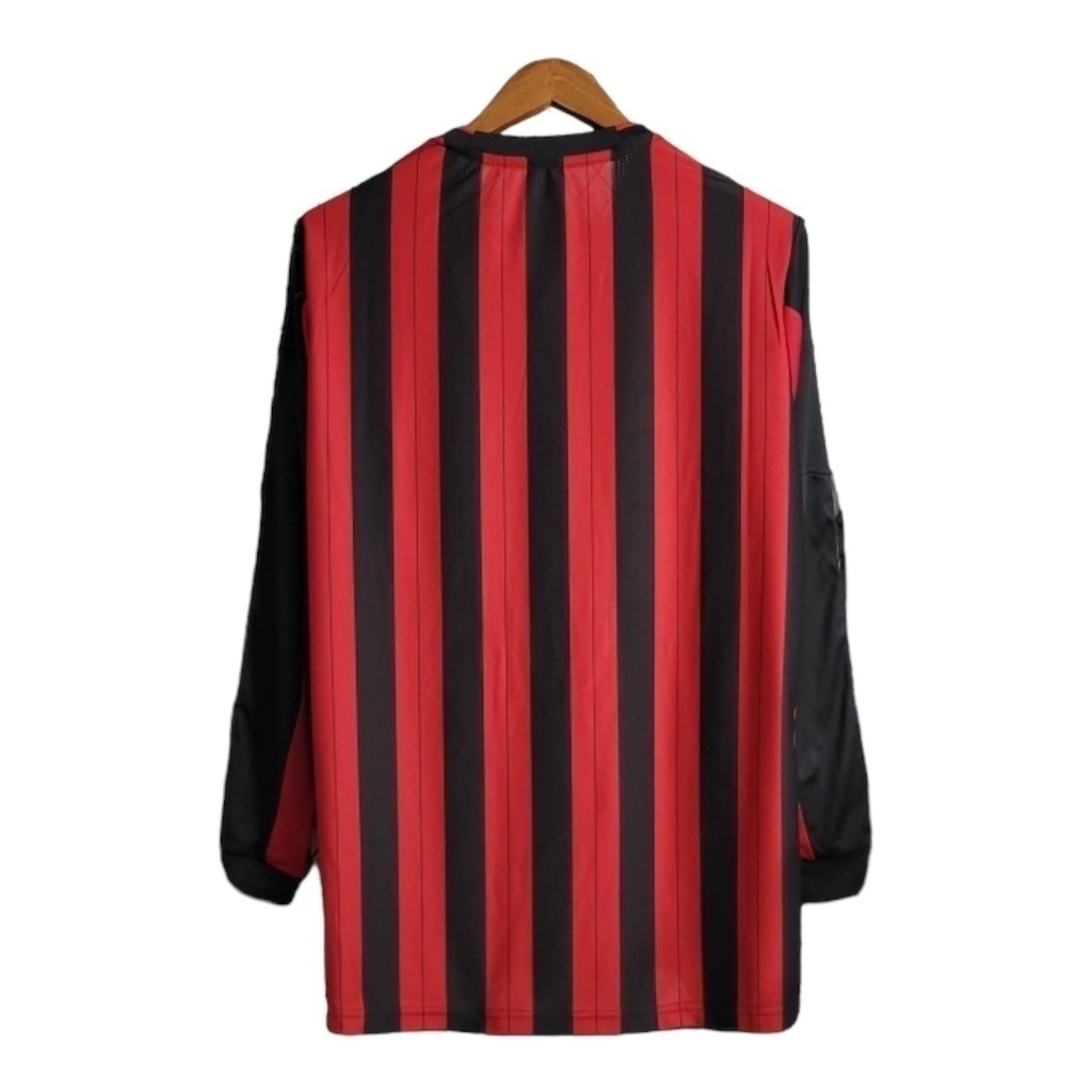 Camisa AC Milan 2013/2014 Manga Longa - Retrô Adidas - Preta e vermelha com detalhes em dourado